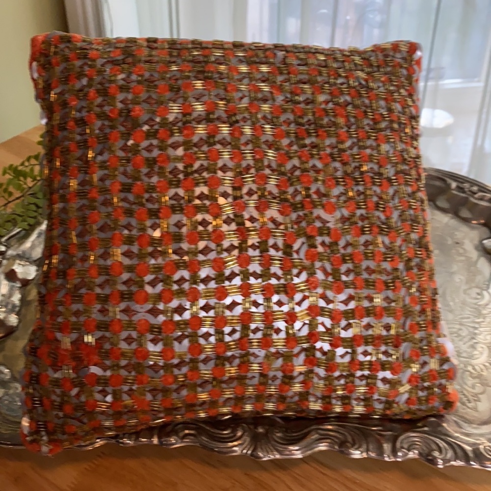 Velvet Embellished Bohemian Pillow